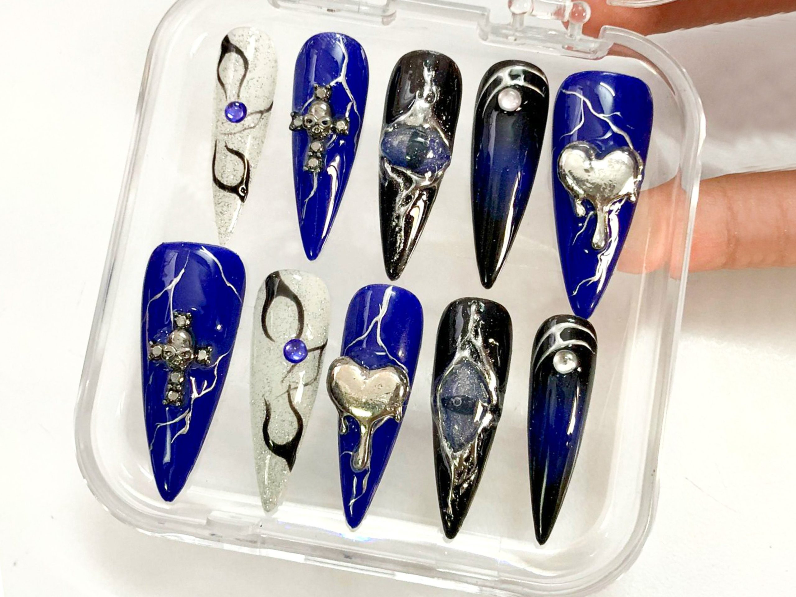 Gothic Midnight Blue Press On Nails